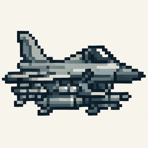 gri 2d piksel yüksek techizatlı uçak.
In-Game asset.  2d.  High contrast.  No shadows