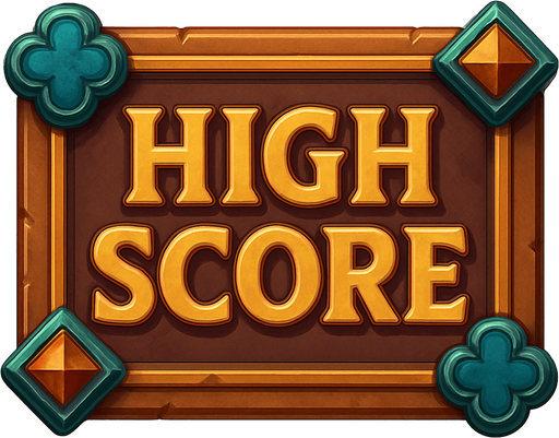 Medieval 'High score' buttons. HD colors. 
In-Game asset.  High contrast.  No shadows. 3D