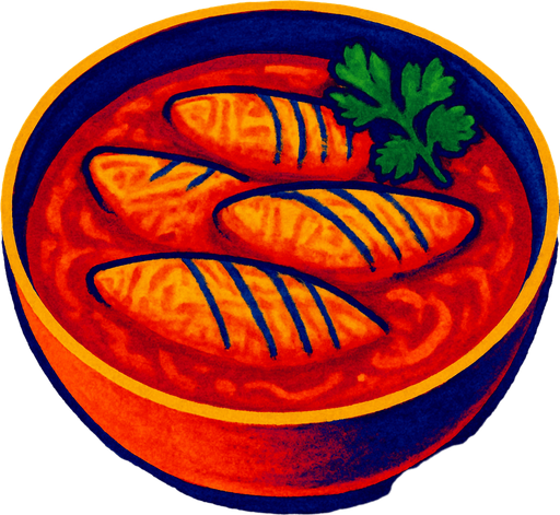 A bowl of fish curry.