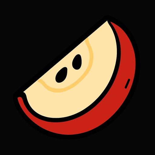 Aple piece.
In-Game asset.  2d.  High contrast.  No shadows