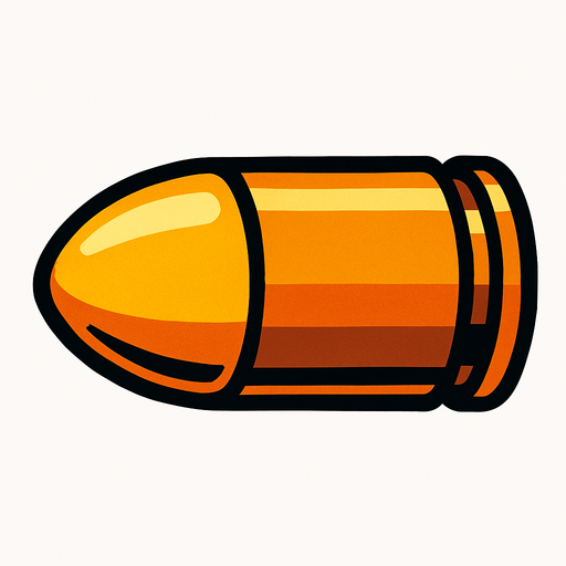 Bala de pistola.
In-Game asset.  2d.  High contrast.  No shadows