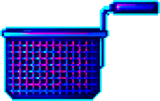 A fryer basket from a deep fryer. Side view.