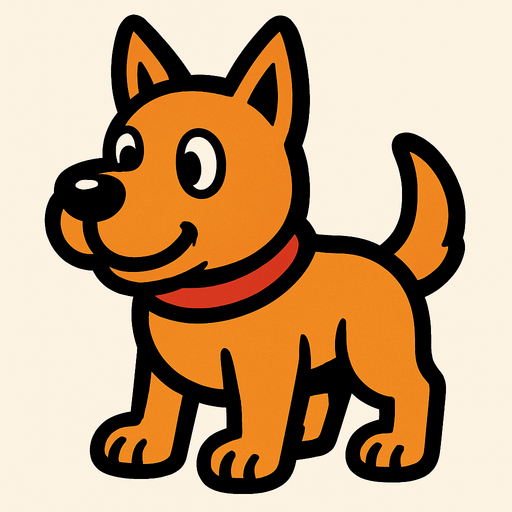Dog.
In-Game asset.  2d.  High contrast.  No shadows