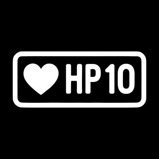 10 hp image ,white colored,ui element.
In-Game asset.  2d.  High contrast.  No shadows