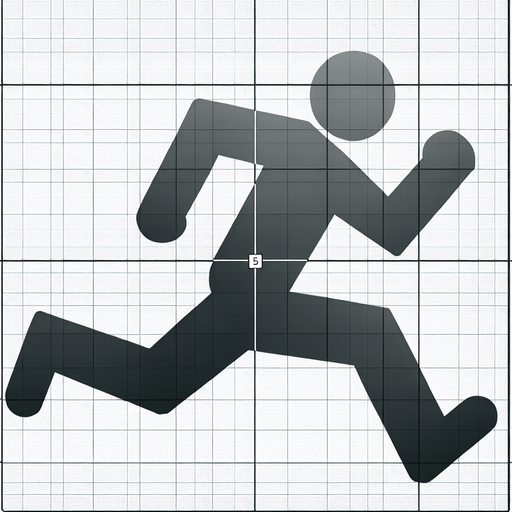 little man running with animated legs Single Game Texture. In-Game asset. 2d. Blank background. High contrast. No shadows.