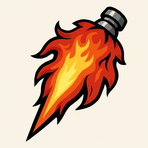 rocket tail flame with fire.
In-Game asset.  2d.  High contrast.  No shadows