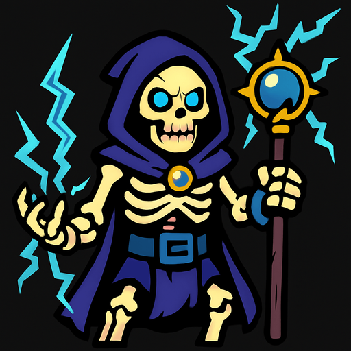 Iskeleten Elektirik buycusu.
In-Game asset.  2d.  High contrast.  No shadows