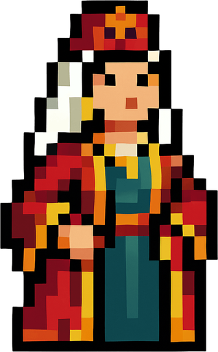 ottoman lady pixel.
In-Game asset.  2d.  High contrast.  No shadows