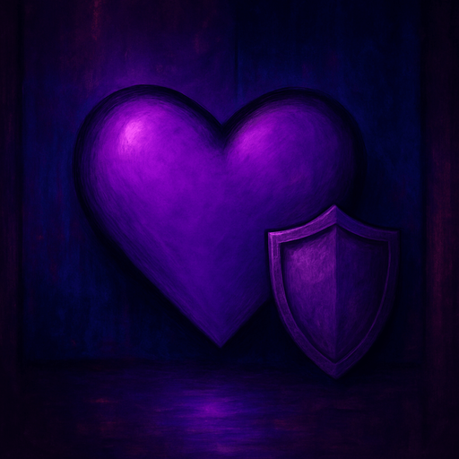 heart with shield. a small shield to the right of the heart