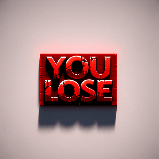 "You Lose" written in blood..
Single Game Texture. In-Game asset. 2d. Blank background. High contrast. No shadows.