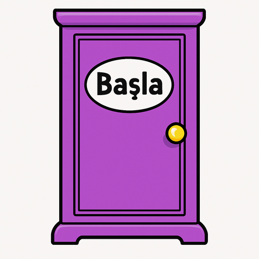 Draw Doraemon's door with the word "Başla" written on it..
In-Game asset.  2d.  High contrast.  No shadows