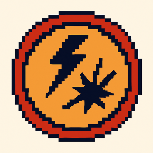 pixel art circle damage button with symbols and no letters.
In-Game asset.  2d.  High contrast.  No shadows