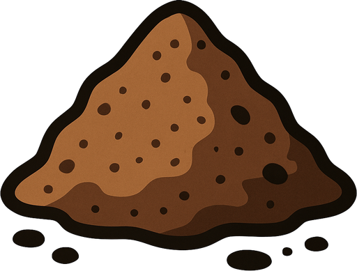 Pile of dirt.
In-Game asset.  2d.  High contrast.  No shadows. Very simple