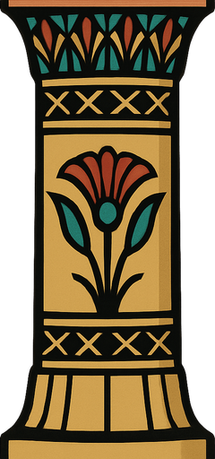 column pillar belonging to ancient Egypt. the top and bottom are the same. symmetrical.
In-Game asset.  2d.  High contrast.  No shadows