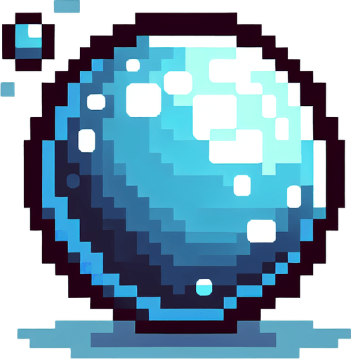 a pixel bubble.
Single Game Texture.  In-Game asset.  2d.  Blank background.  High contrast.  No shadows