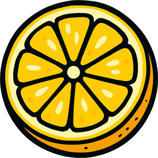 Limon Circular Cortado por la mitad.
In-Game asset.  2d.  High contrast.  No shadows. Cartoon.