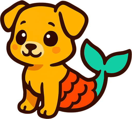 Chiot sirène.
In-Game asset.  2d.  High contrast.  No shadows