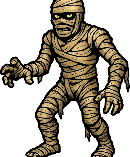 Momia realista en 2D.
In-Game asset.  2d.  High contrast.  No shadows