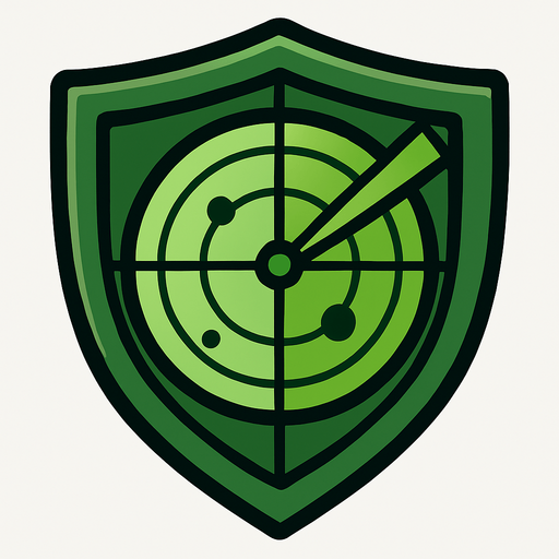 A shield with radar.
In-Game asset.  2d.  High contrast.  No shadows