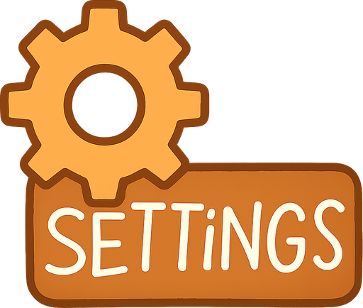 Settings button. No background. Transparent background. Blank background. No shadows. 2d. In-Game asset. flat