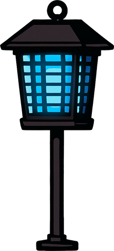 Bug zapper on a pole.
In-Game asset.  2d.  High contrast.  No shadows