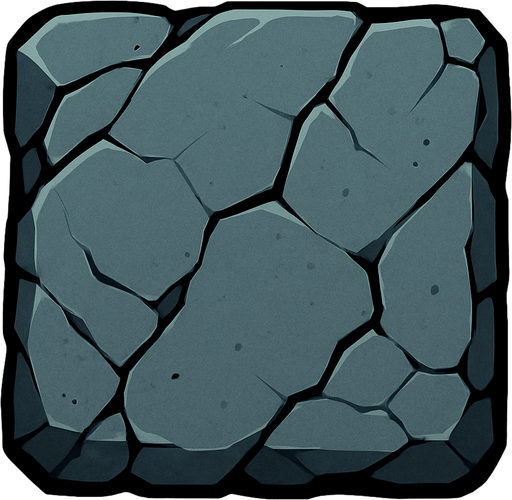 top down look square shaped rock.
In-Game asset.  2d.  High contrast.  No shadows