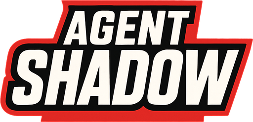 only text no image, agent shadow text logo for agent game.
In-Game asset.  2d.  High contrast.  No shadows