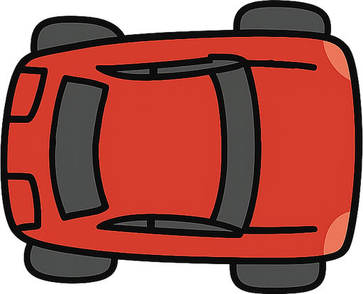 2d red car. No background. Transparent background. Blank background. No shadows. 2d. In-Game asset. flat,upper profile