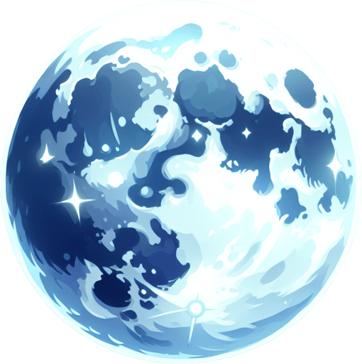 A moon..
Single Game Texture. In-Game asset. 2d. Blank background. High contrast. No shadows.