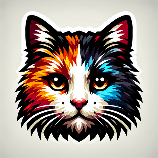 Tricolor cat face view.
Single Game Texture. In-Game asset. 2d. Blank background. High contrast. No shadows.