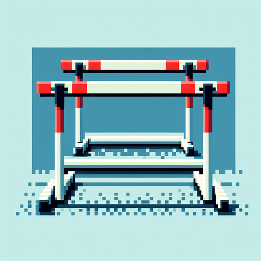 a single olympic hurdle. seen from the front. pixelated. 8 bit.
Single Game Texture. In-Game asset. 2d. Blank background. High contrast. No shadows.