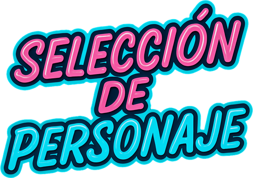 letras que dicen seleccion de personaje con un color rosa y un color celeste y con contorno azul y rosa cursiva.
In-Game asset.  2d.  High contrast.  No shadows