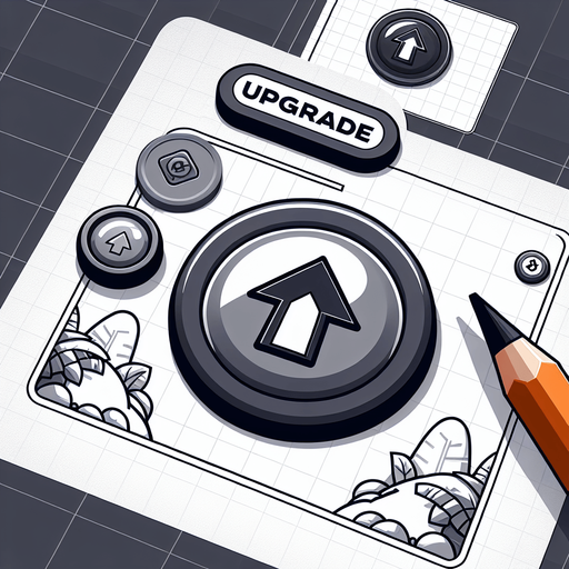 Upgrade button.
Single Game Texture.  In-Game asset.  2d.  Blank background.  High contrast.  No shadows