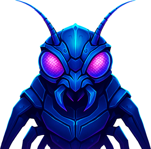 Front-facing icon, Fullscreen modern App Store art style with futuristic alien bug
, 16:9, high definition.  No text captions!