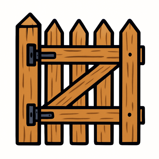 fence gate.
In-Game asset.  2d.  High contrast.  No shadows