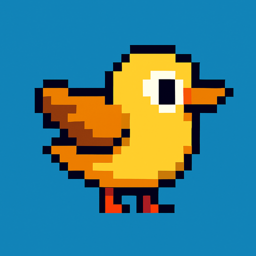 2d pixel bird.
In-Game asset.  2d.  High contrast.  No shadows