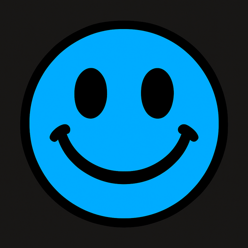 Blue smiley ball.
In-Game asset.  2d.  High contrast.  No shadows