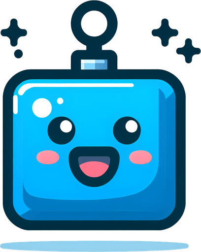 Perfectly square bright blue Christmas decoration with cute happyy face. Cartoon style. Cute art style. Simple vector style.