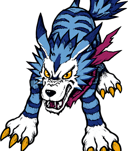 Garurumon, visto desde arriba, detalles muy altos, sin errores idéntico.
In-Game asset.  2d.  High contrast.  No shadows