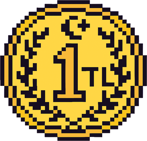 Turkish Lira 1 TL pixel drawing.
In-Game asset.  High contrast.  No shadows