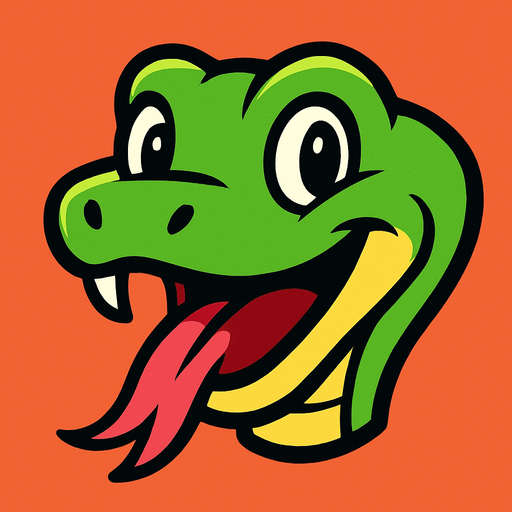 cartoon snake head.
In-Game asset.  2d.  High contrast.  No shadows