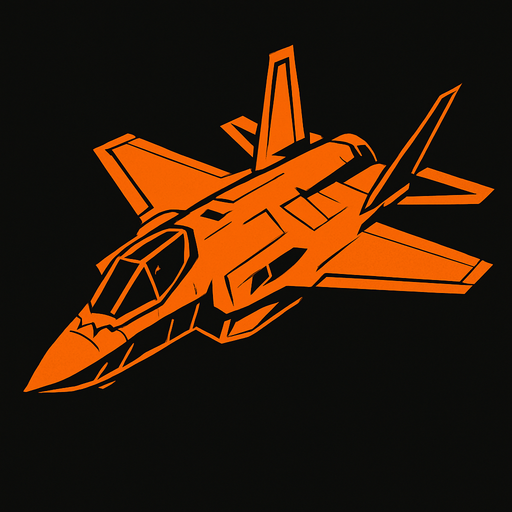 F35 like fighter jet.
In-Game asset.  2d.  High contrast.  No shadows