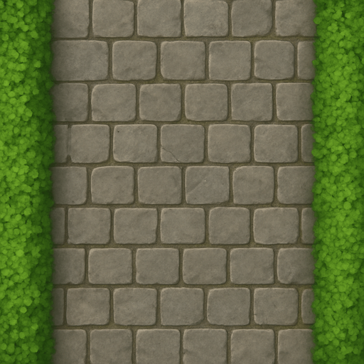 Haz una textura de piedra al fondo. Usa piedras cuadradas. A los lados haz arbustos pequeños.