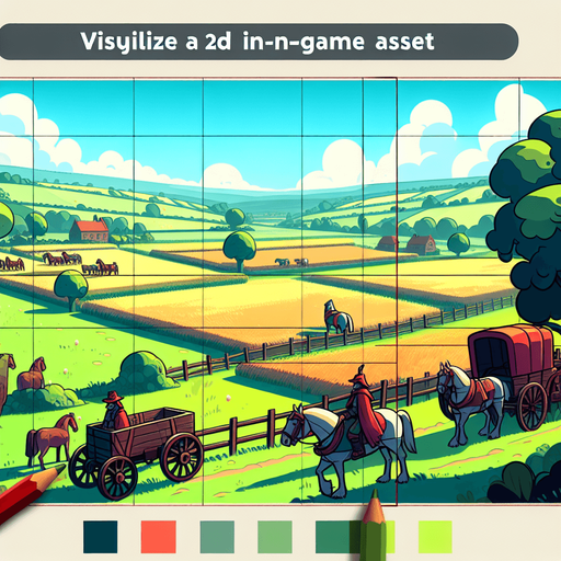 the fields of Britain, cartoon style.
Single Game Texture. In-Game asset. 2d. Blank background. High contrast. No shadows.