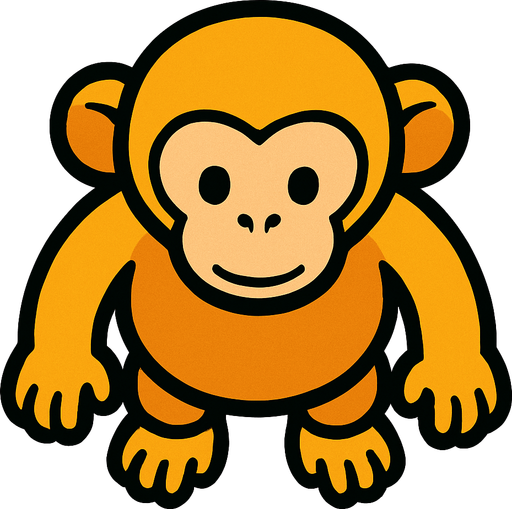yellow monkey top view.
In-Game asset.  2d.  High contrast.  No shadows