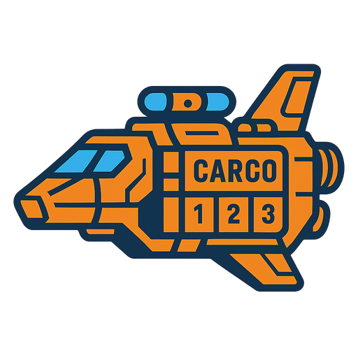 cargo spaceShip.
In-Game asset.  2d.  High contrast.  No shadows
