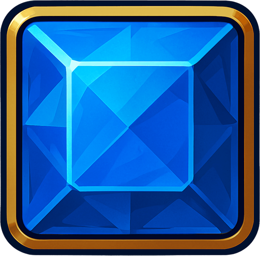 Blue gem square.
In-Game asset.  2d.  High contrast.  No shadows