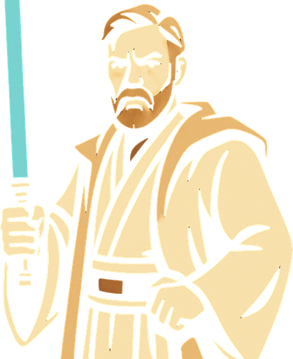 obi wan.
In-Game asset.  2d.  High contrast.  No shadows