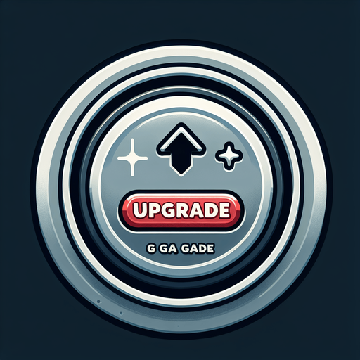 Upgrade button to buy upgrades.
Single Game Texture. In-Game asset. 2d. Blank background. High contrast. No shadows.