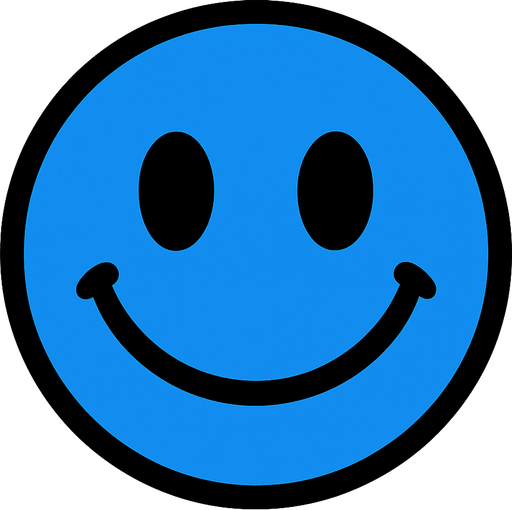 blue circle with smile.
In-Game asset.  2d.  High contrast.  No shadows